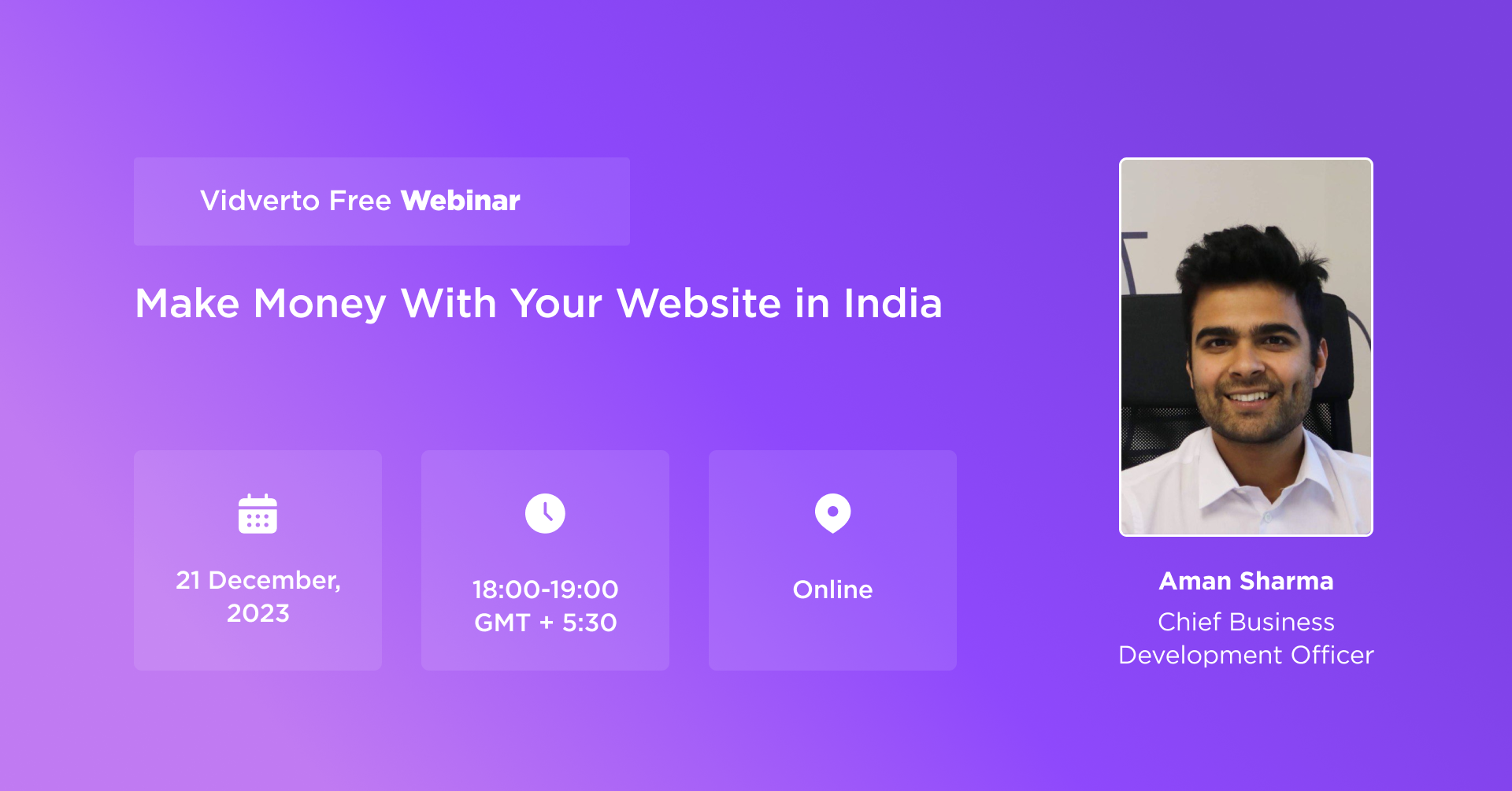 Vidverto Free Webinar: Make Money With Your Website in India